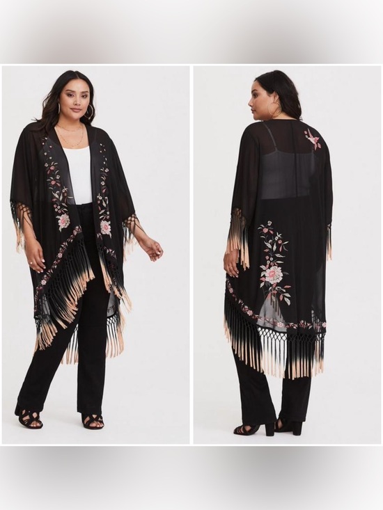 torrid Tops - ♡ Torrid Chiffon Fringe Hem Kimono